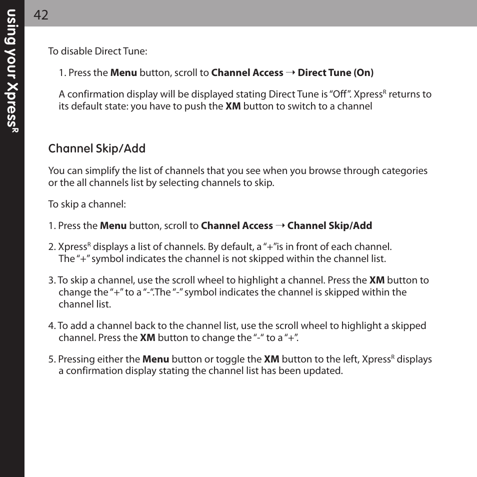 XM Satellite Radio XMCK-20P User Manual | Page 42 / 62