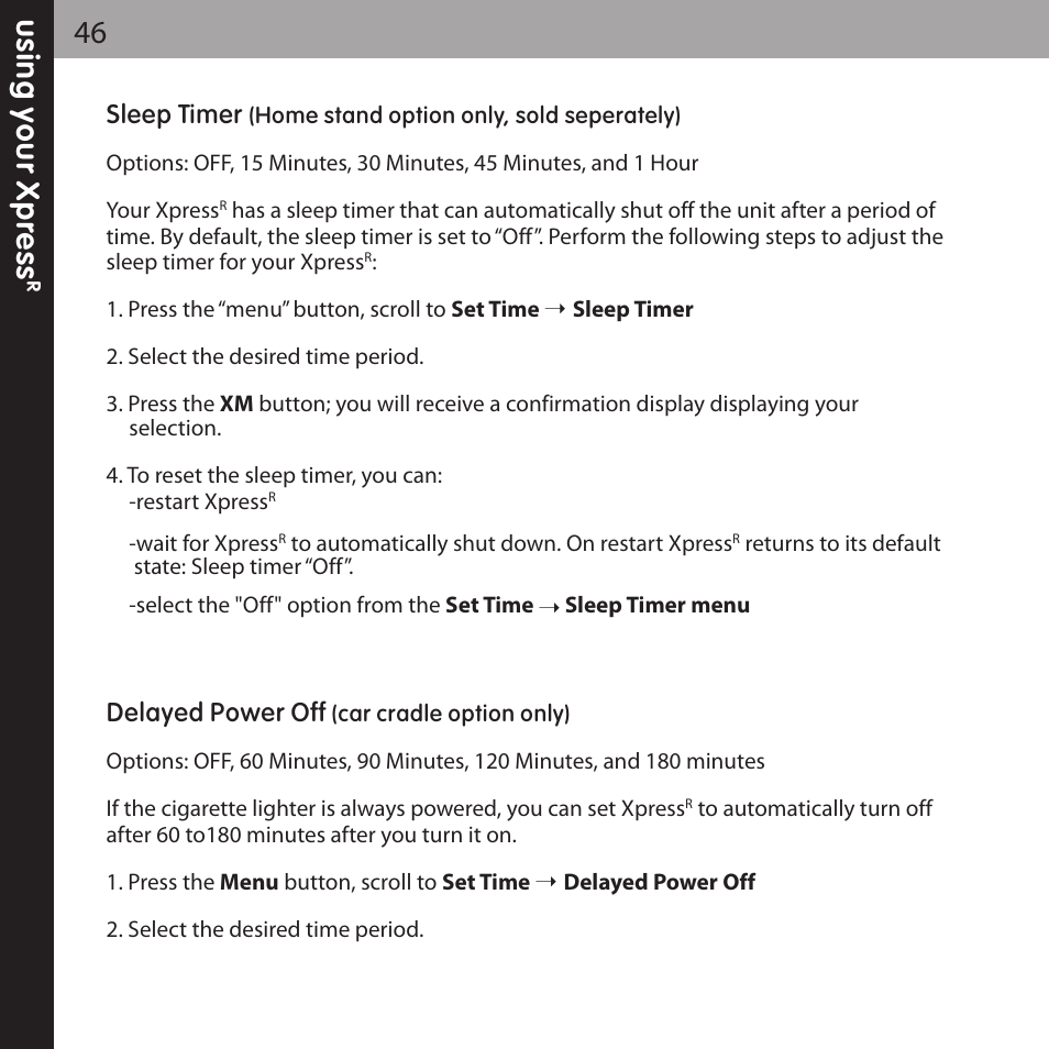 XM Satellite Radio XMCK-20P User Manual | Page 46 / 62
