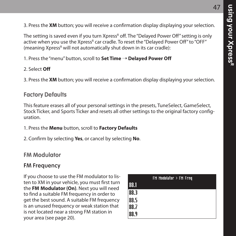 XM Satellite Radio XMCK-20P User Manual | Page 47 / 62