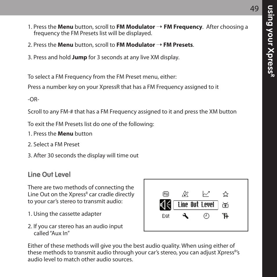 XM Satellite Radio XMCK-20P User Manual | Page 49 / 62