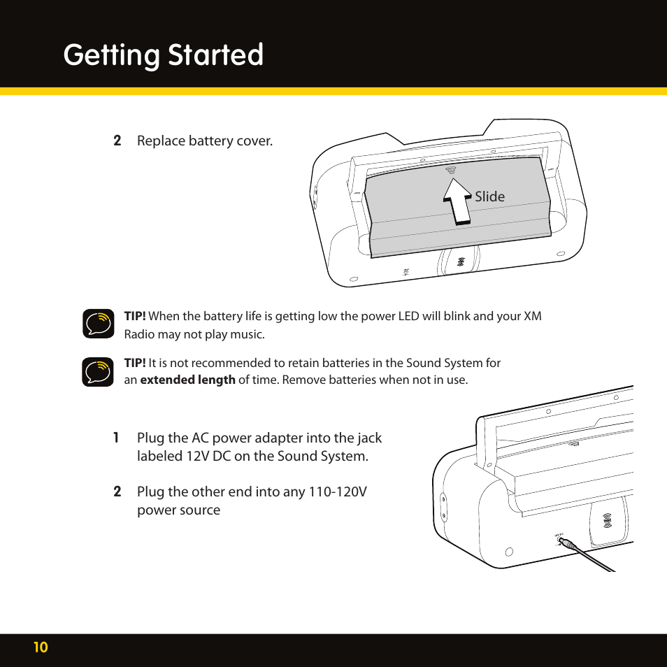 Getting started | XM Satellite Radio XMBB1 User Manual | Page 10 / 20