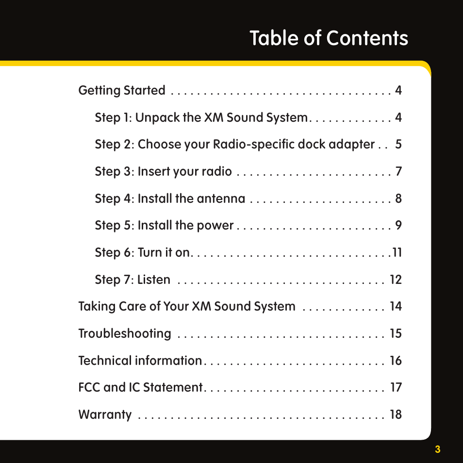 XM Satellite Radio XMBB1 User Manual | Page 3 / 20