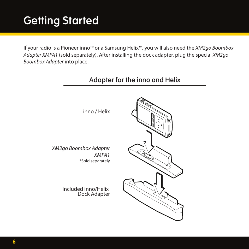 Getting started | XM Satellite Radio XMBB1 User Manual | Page 6 / 20