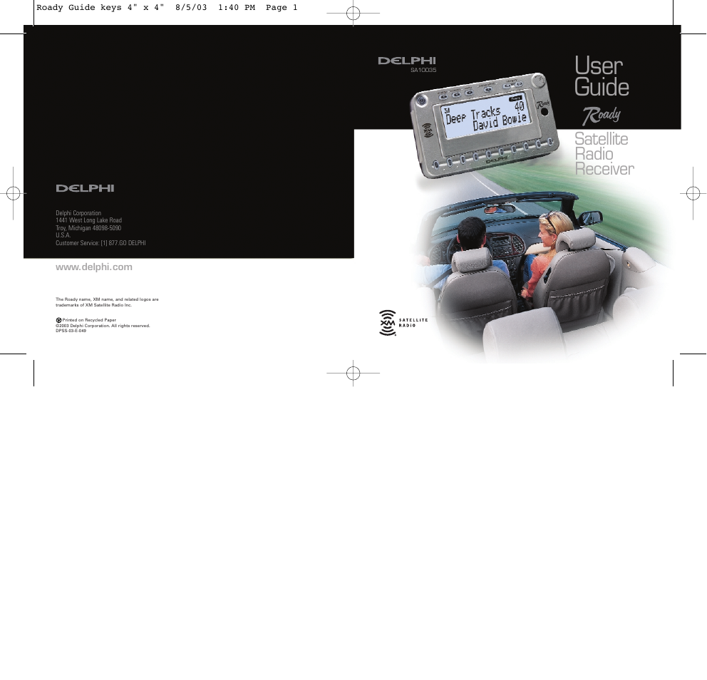 XM Satellite Radio RoadyTM User Manual | 16 pages