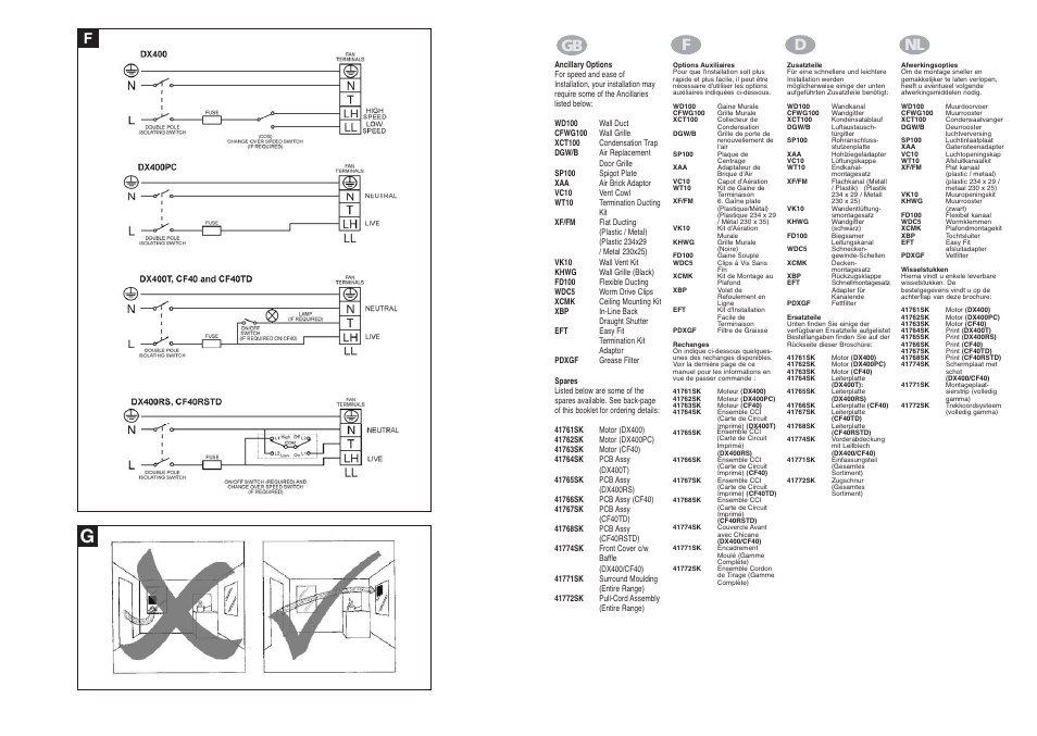 Gb f d nl | Xpelair CF40 User Manual | Page 4 / 14