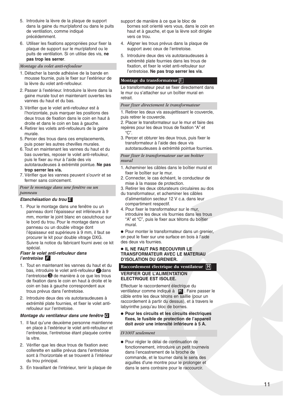 Xpelair LV100PC User Manual | Page 11 / 56