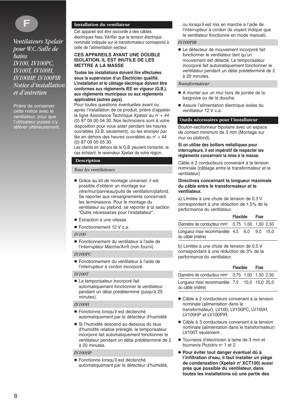 Xpelair LV100PC User Manual | Page 8 / 56