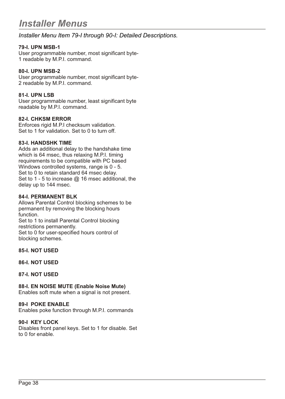 Installer menus | Zenith H20H52DT User Manual | Page 38 / 52