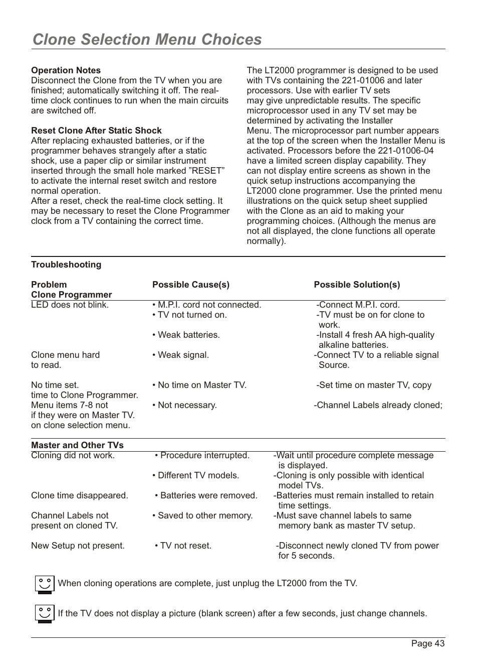 Clone selection menu choices | Zenith H20H52DT User Manual | Page 43 / 52