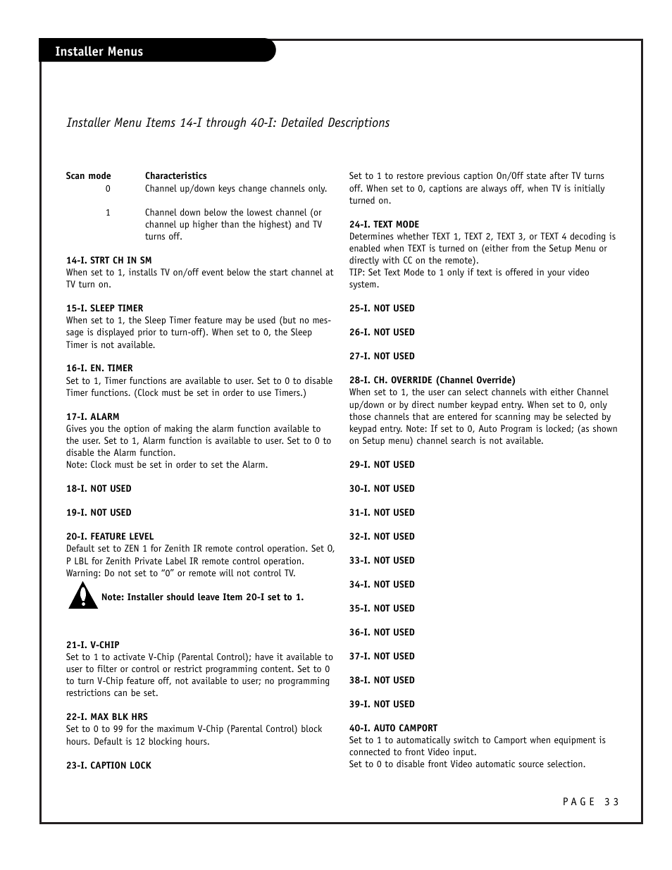 Zenith CONCIERGE H25F39DT User Manual | Page 33 / 44