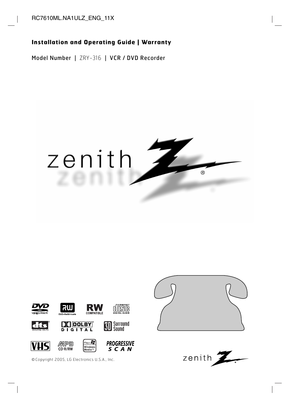 Zenith ZRY-316 User Manual | 56 pages