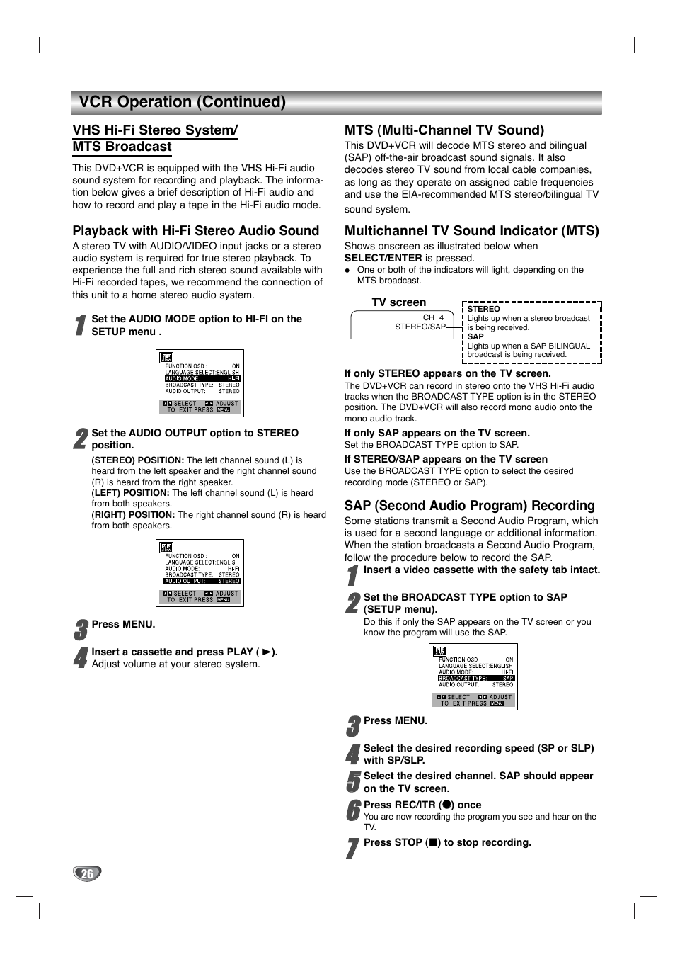 Vcr operation (continued) | Zenith XBV342 User Manual | Page 26 / 40