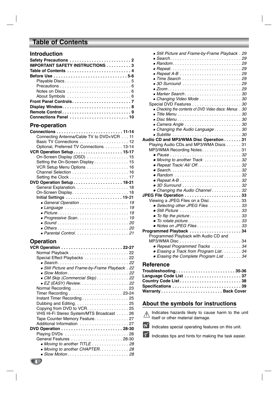 Zenith XBV342 User Manual | Page 4 / 40