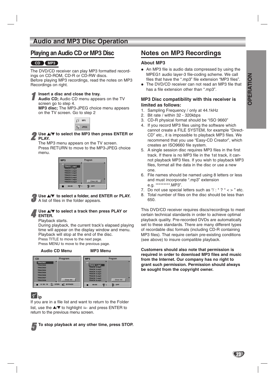 Opera tion | Zenith DVT312 User Manual | Page 23 / 36