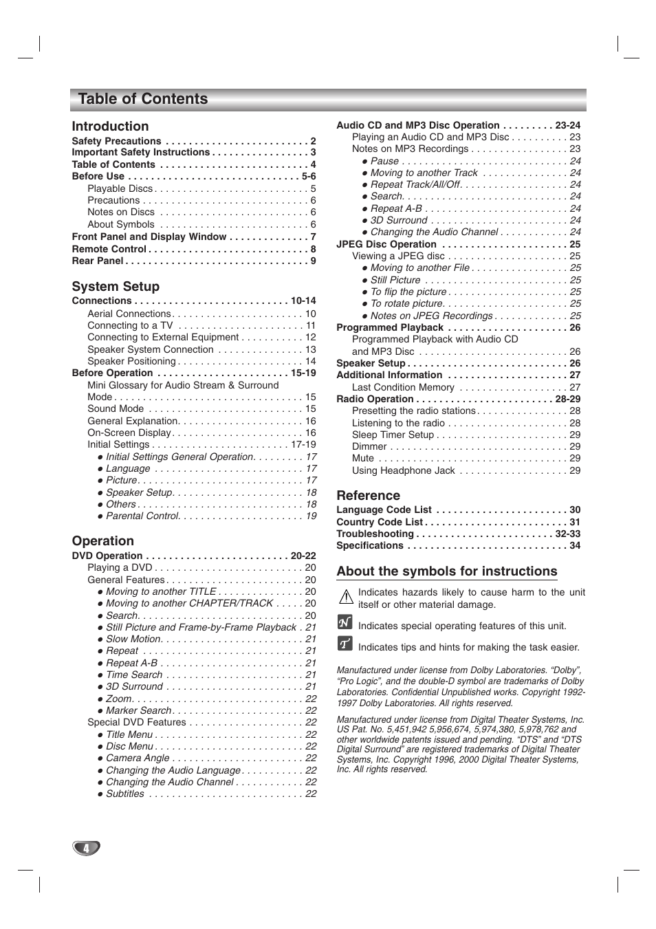 Zenith DVT312 User Manual | Page 4 / 36