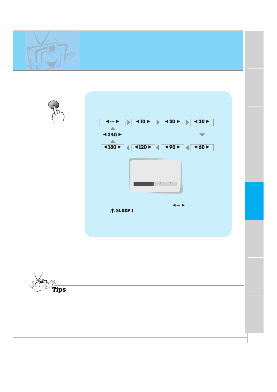 Setting sleep timer, Tips | Zenith P60W26 User Manual | Page 35 / 59