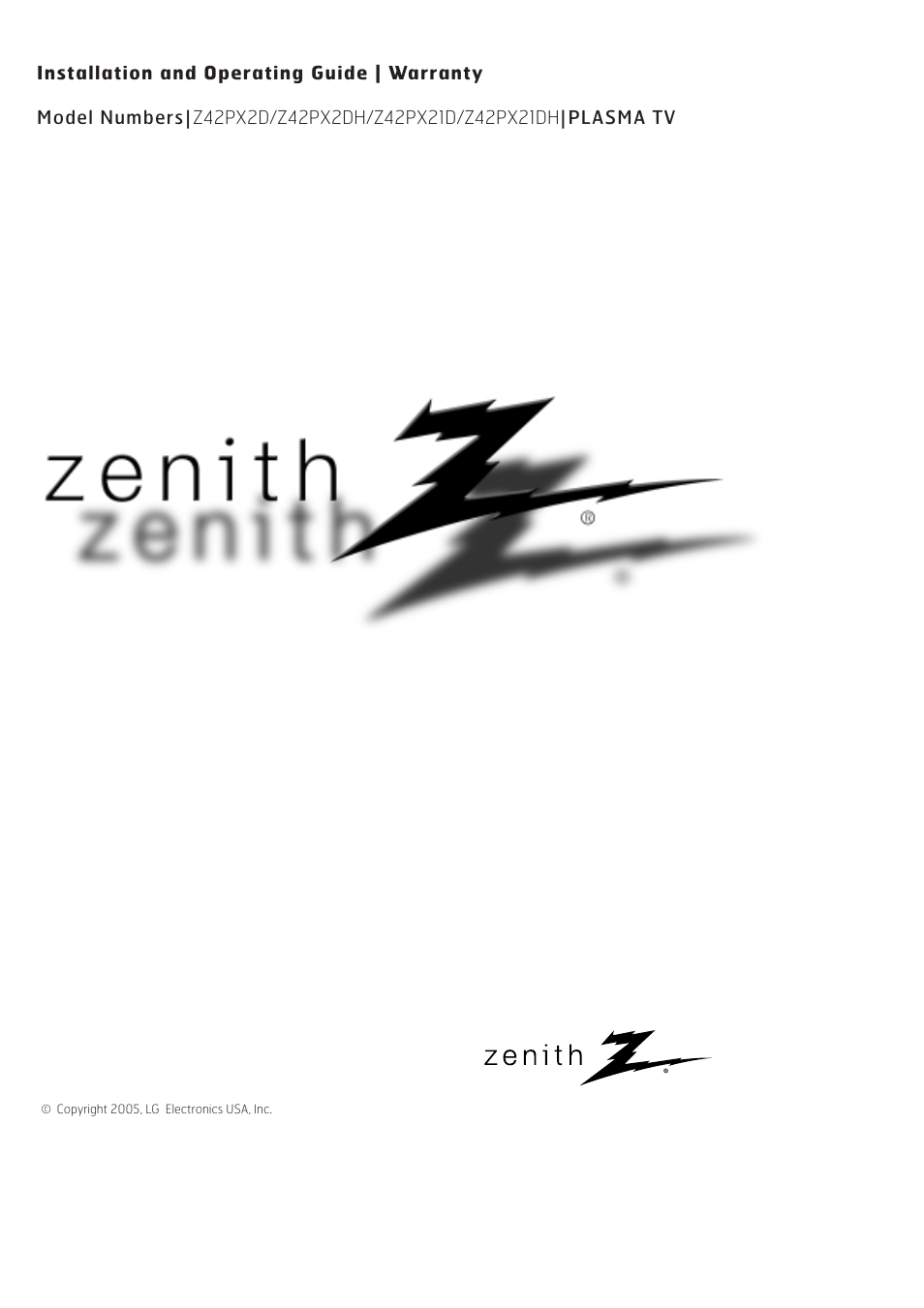 Zenith Z42PX2DH User Manual | 60 pages