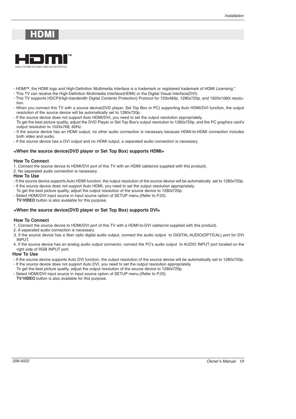 Hdmi | Zenith Z42PX2DH User Manual | Page 19 / 60