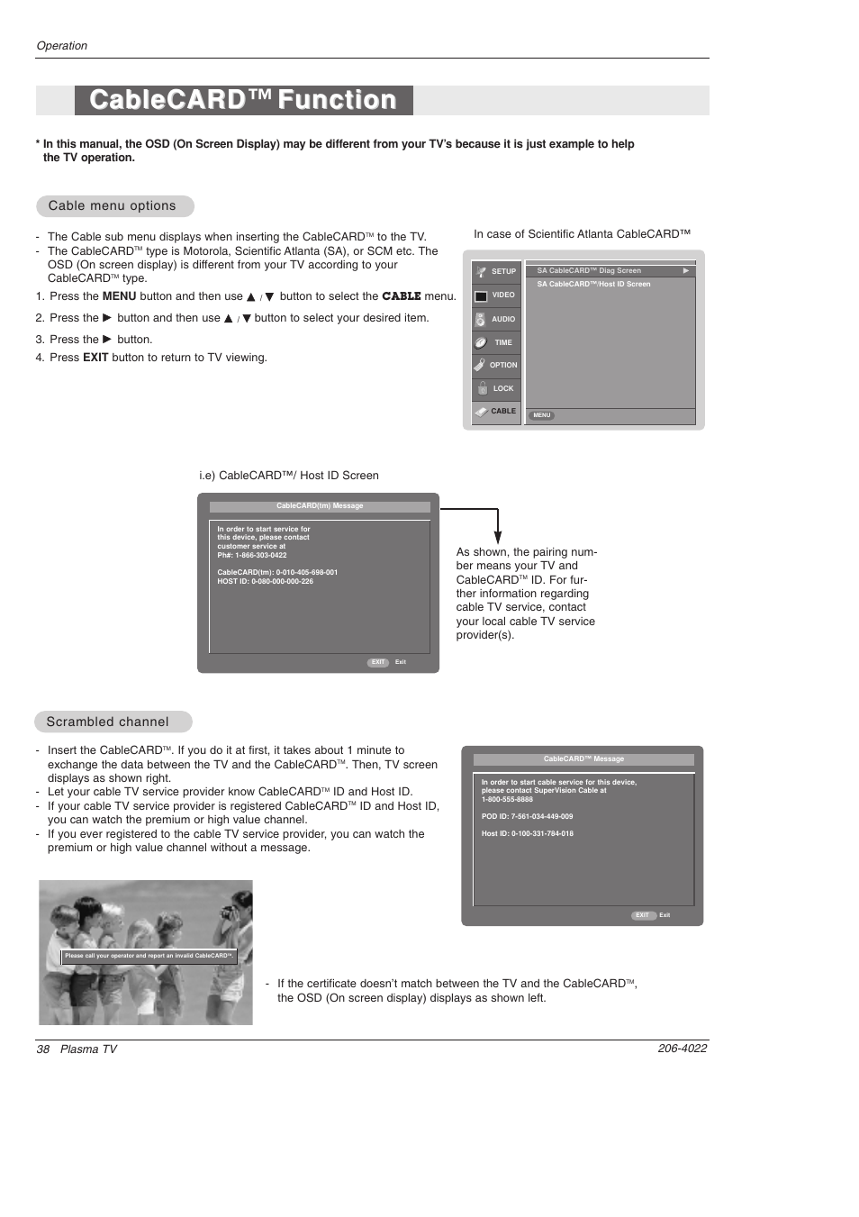 Cablecard cablecard™ function function | Zenith Z42PX2DH User Manual | Page 38 / 60