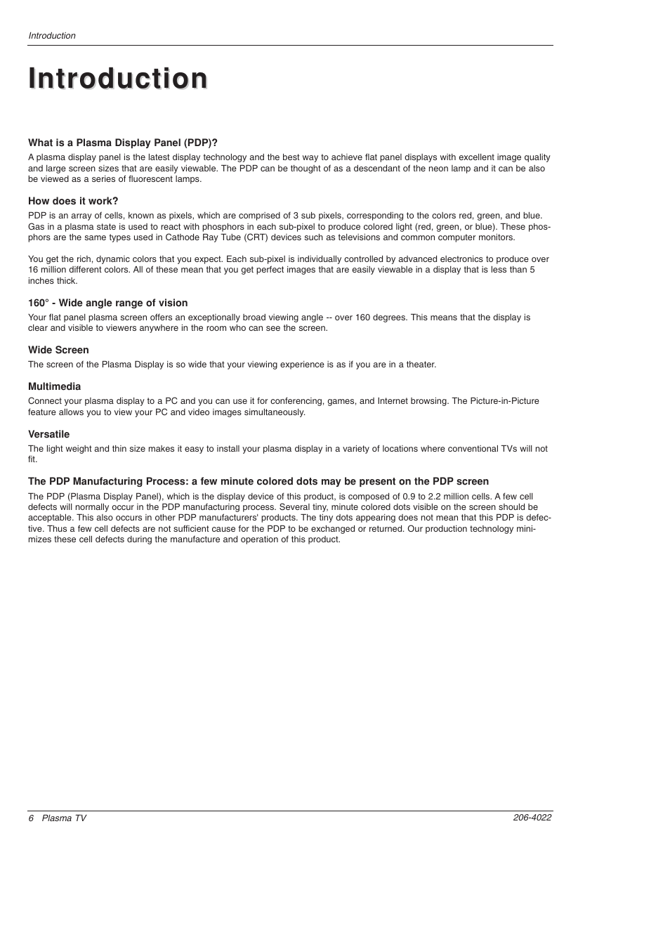 Introduction | Zenith Z42PX2DH User Manual | Page 6 / 60