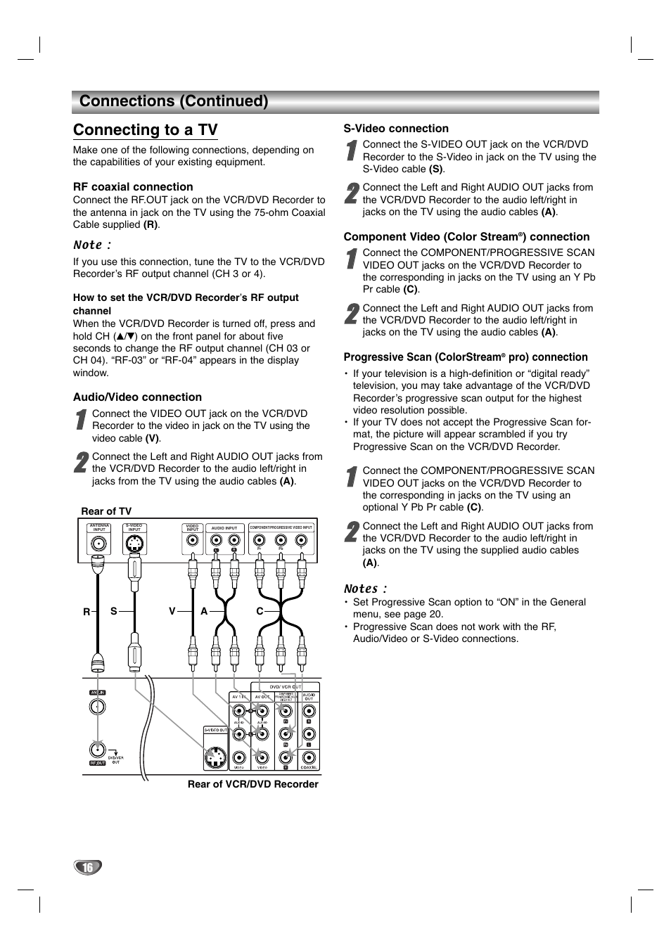 Connections (continued) connecting to a tv | Zenith XBR411 User Manual | Page 16 / 59