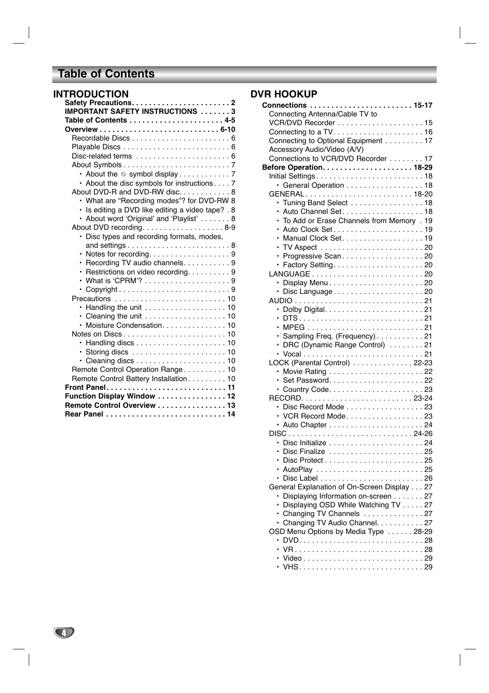 Zenith XBR411 User Manual | Page 4 / 59