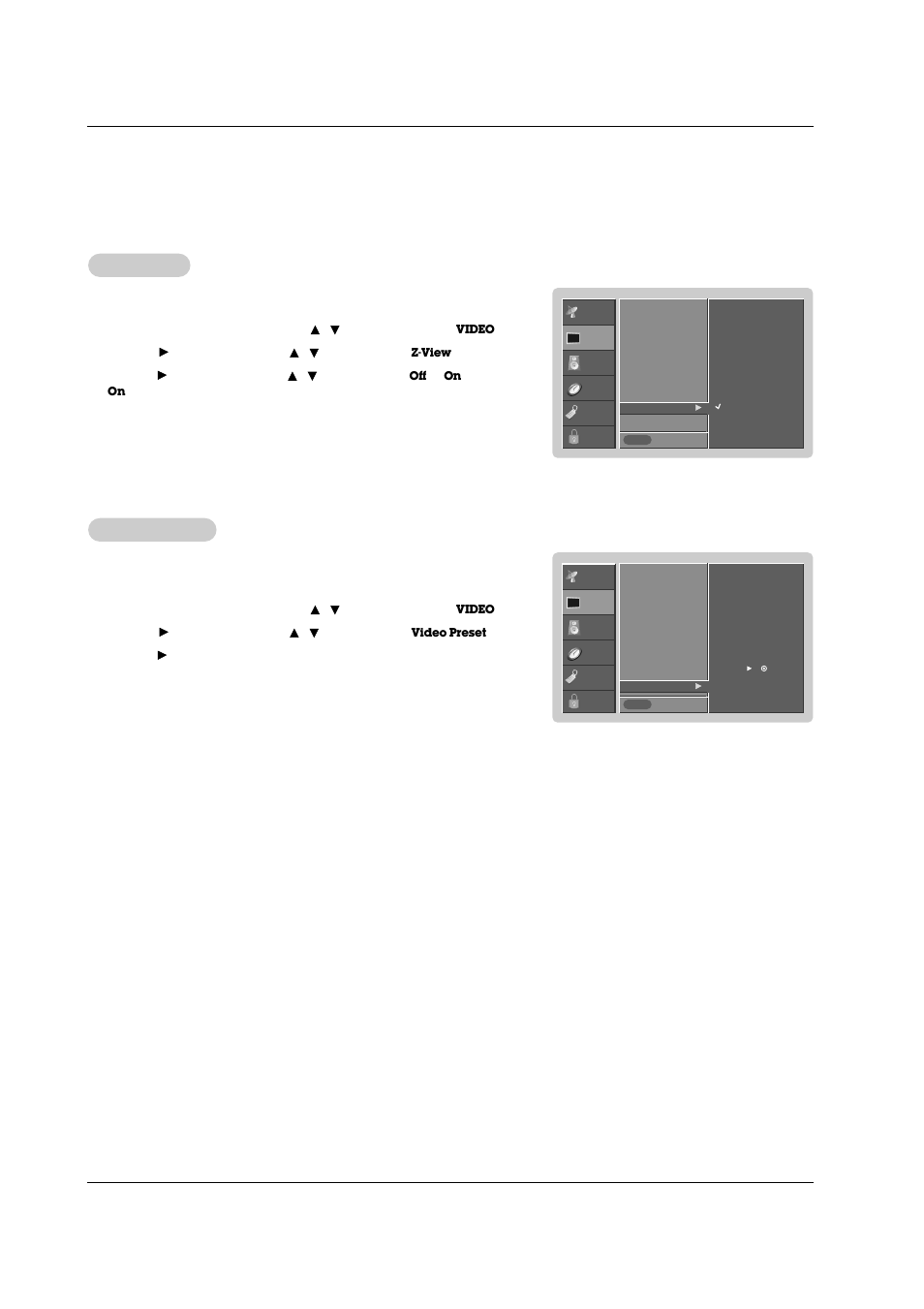 Video preset ideo preset, Z-v iew iew | Zenith R50W47 User Manual | Page 17 / 36