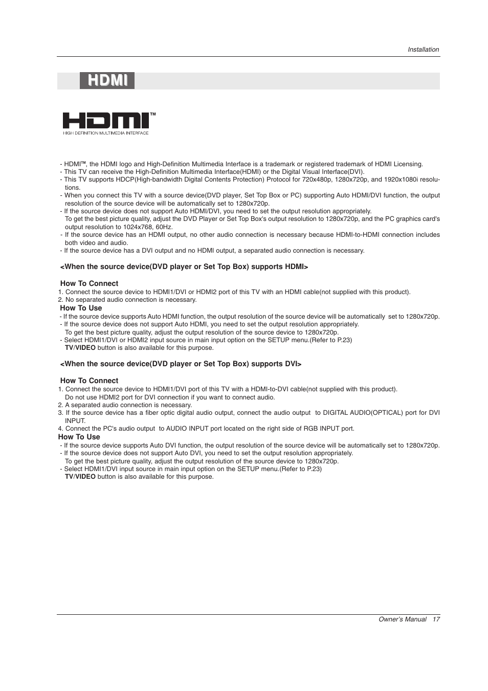 Hdmi | Zenith Z52SZ80 User Manual | Page 17 / 48