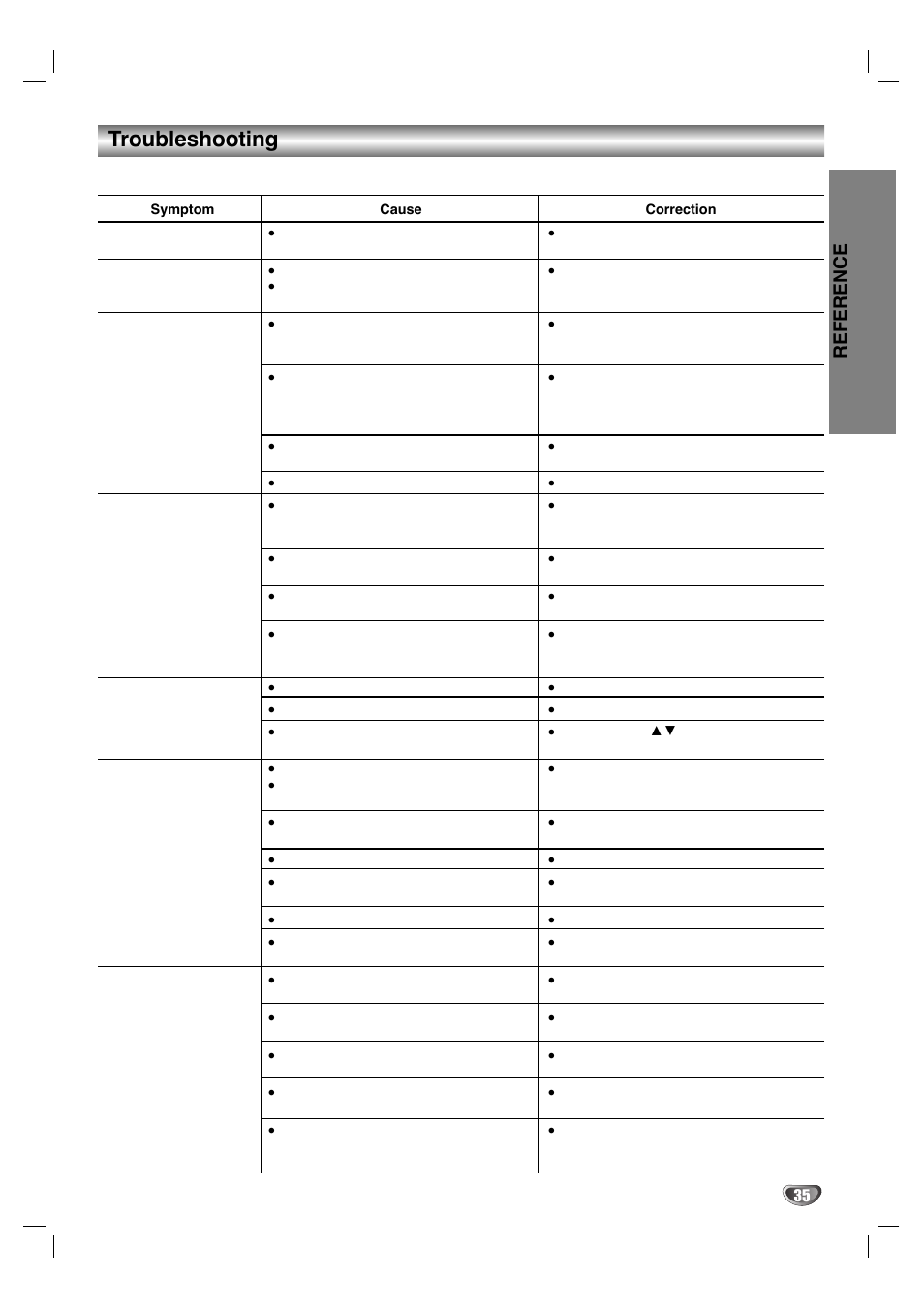 Troubleshooting, Reference | Zenith XBV 443 User Manual | Page 35 / 40