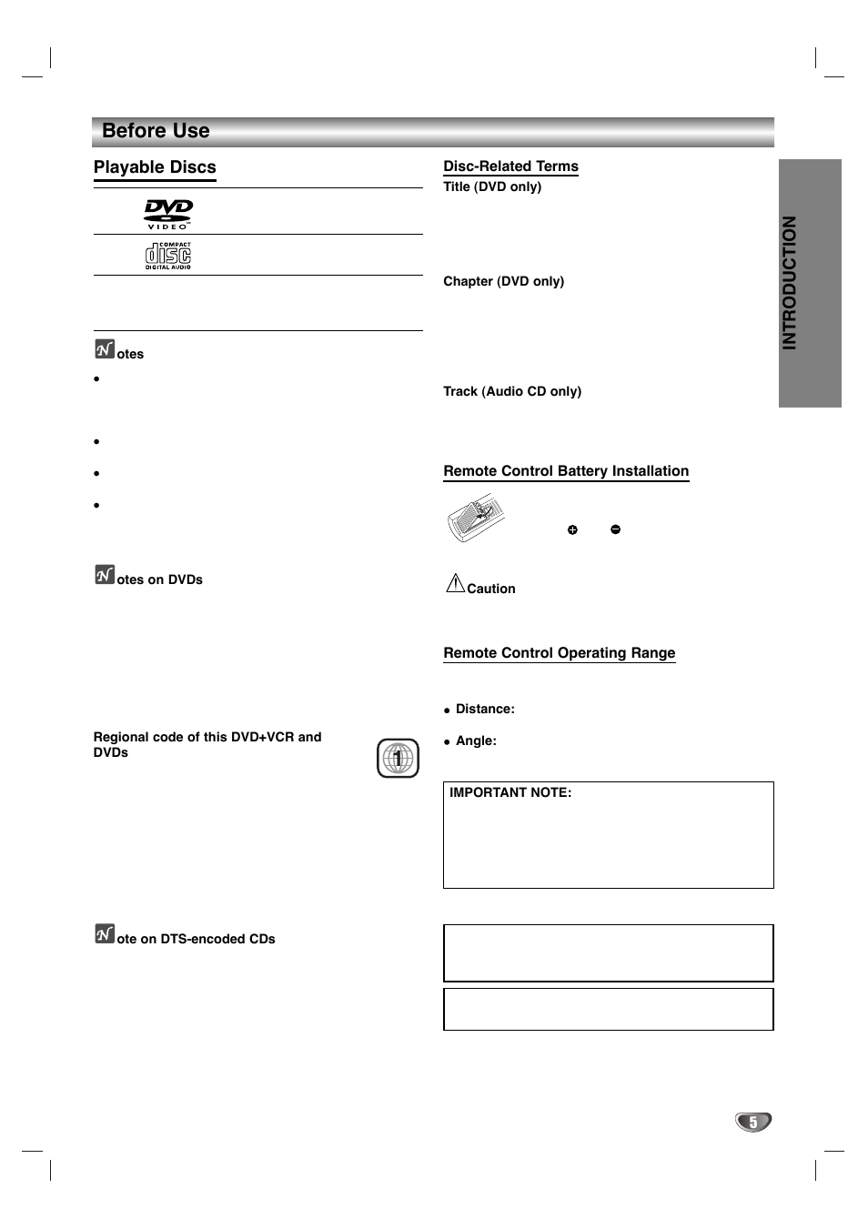 Before use, Introduction, Playable discs | Zenith XBV 443 User Manual | Page 5 / 40