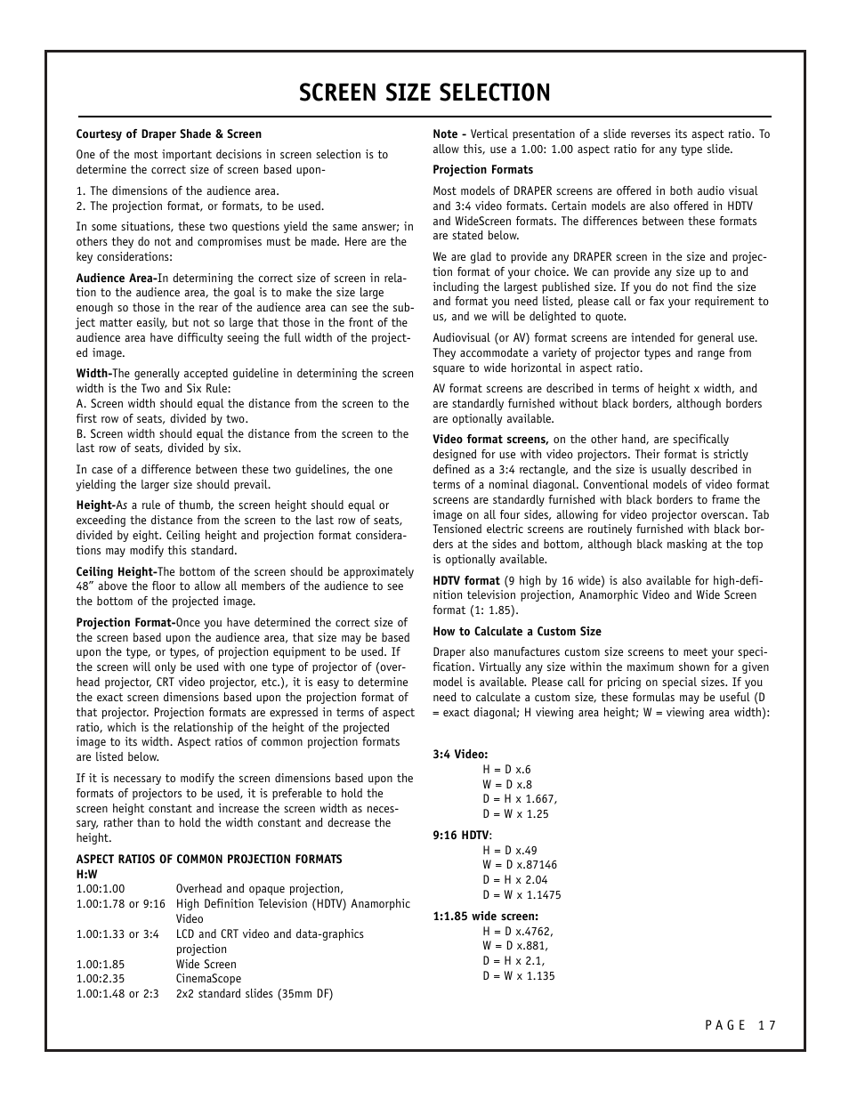 Screen size selection | Zenith PRO895X User Manual | Page 17 / 28