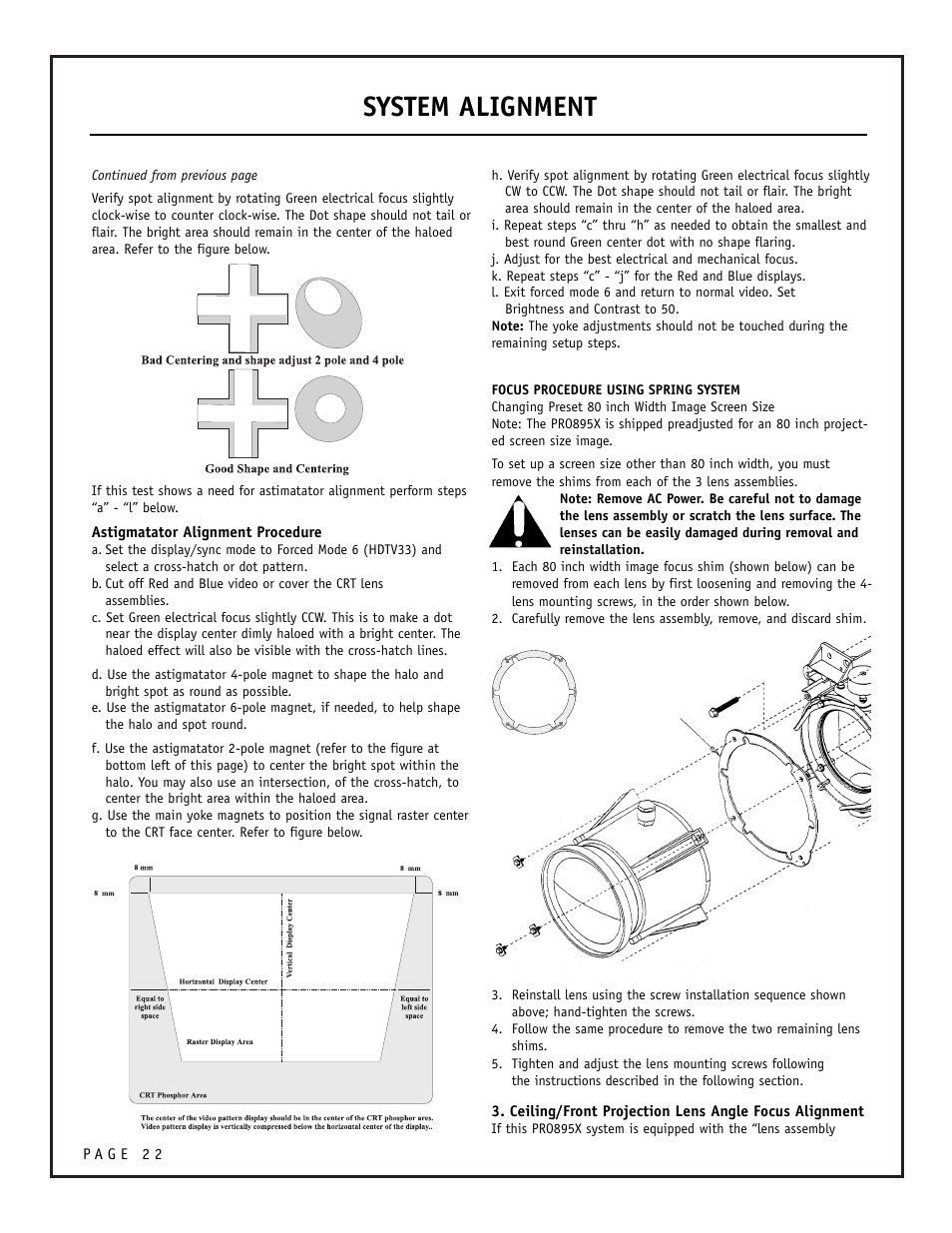 System alignment | Zenith PRO895X User Manual | Page 22 / 28