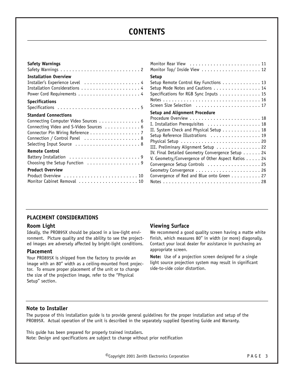 Zenith PRO895X User Manual | Page 3 / 28