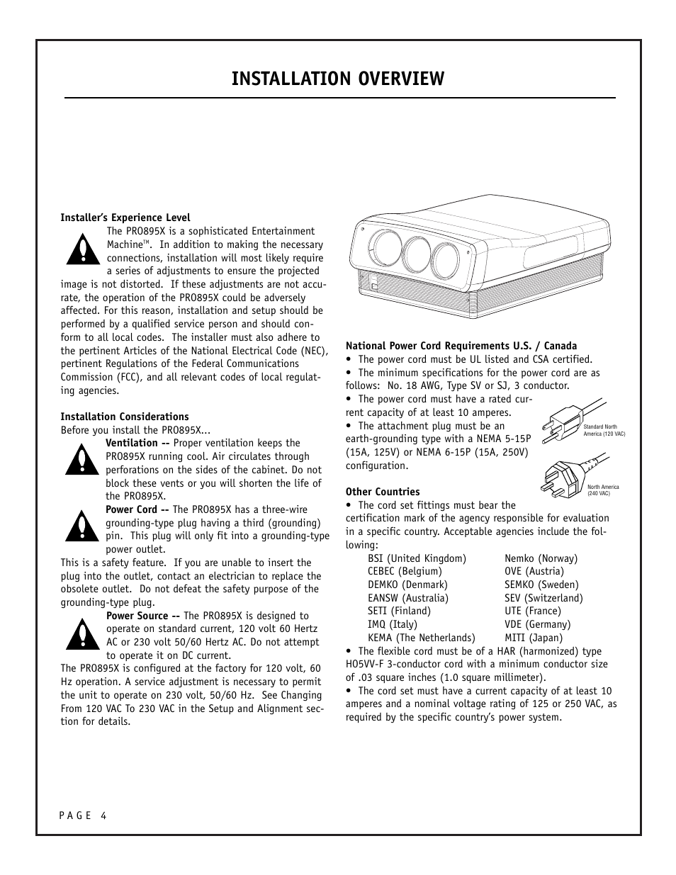 Installation overview | Zenith PRO895X User Manual | Page 4 / 28