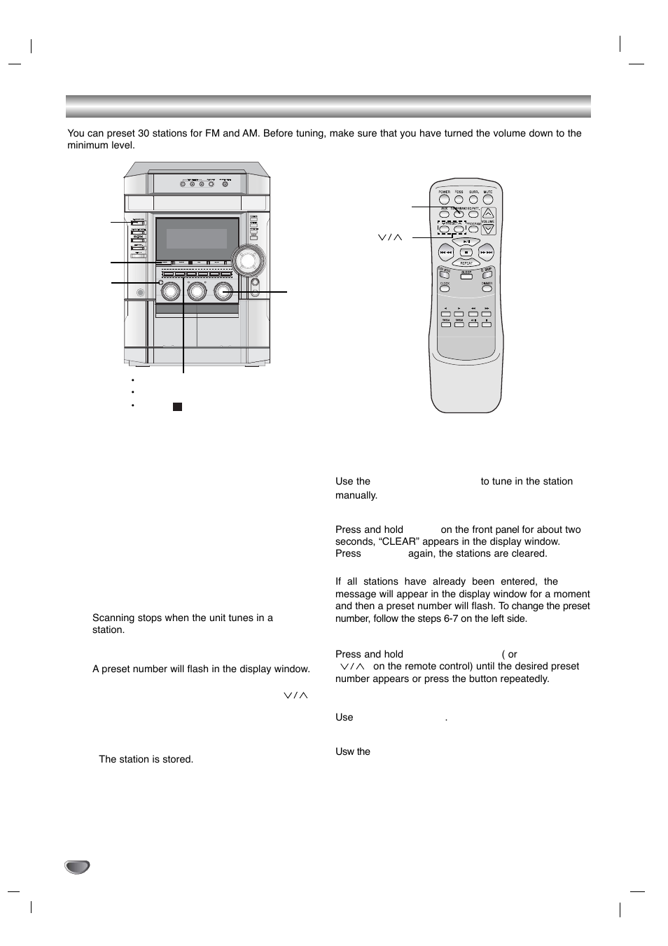 Presetting the radio stations (channel search) | Zenith LMG340 User Manual | Page 12 / 24