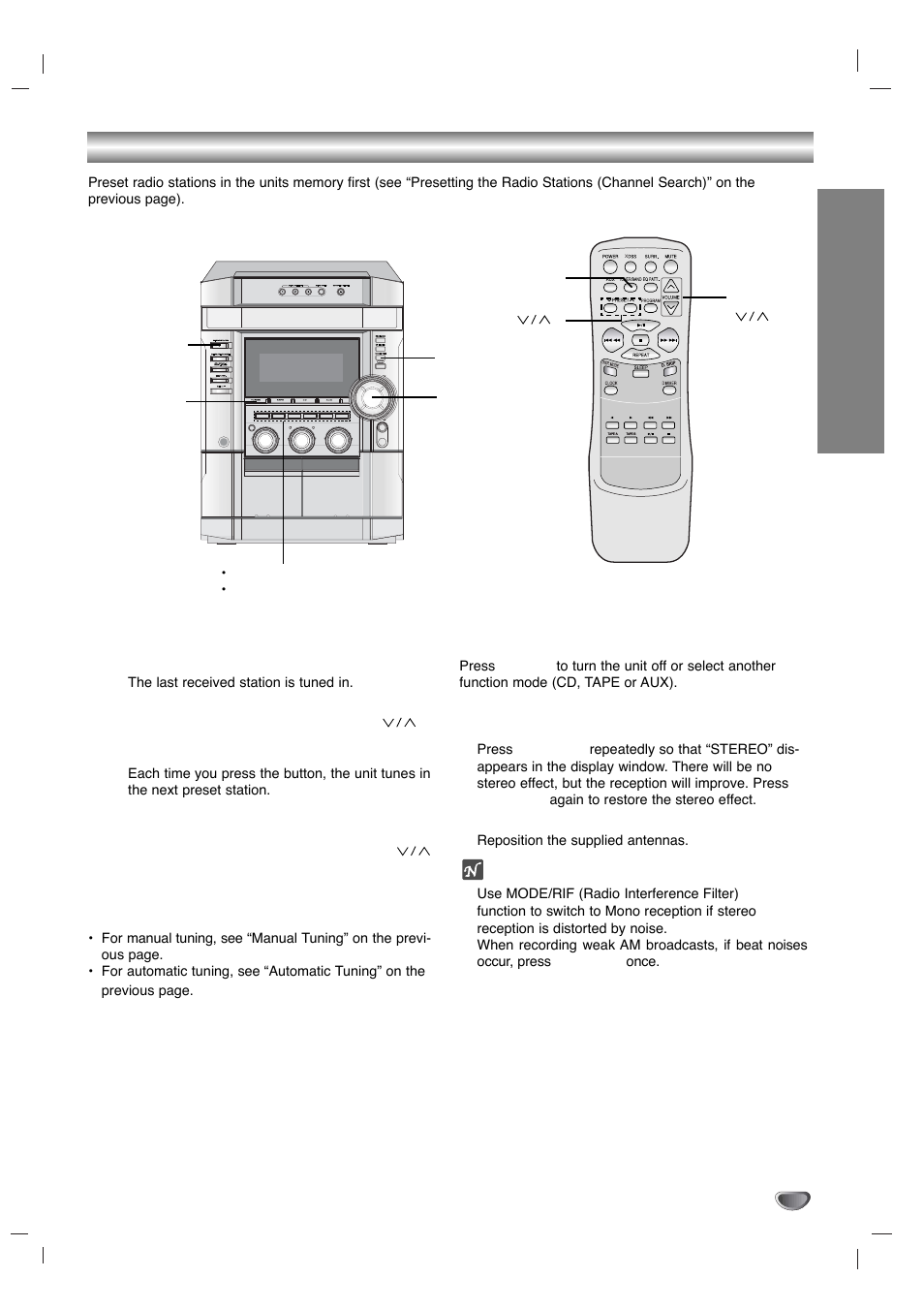 Listening to the radio, Opera tion | Zenith LMG340 User Manual | Page 13 / 24