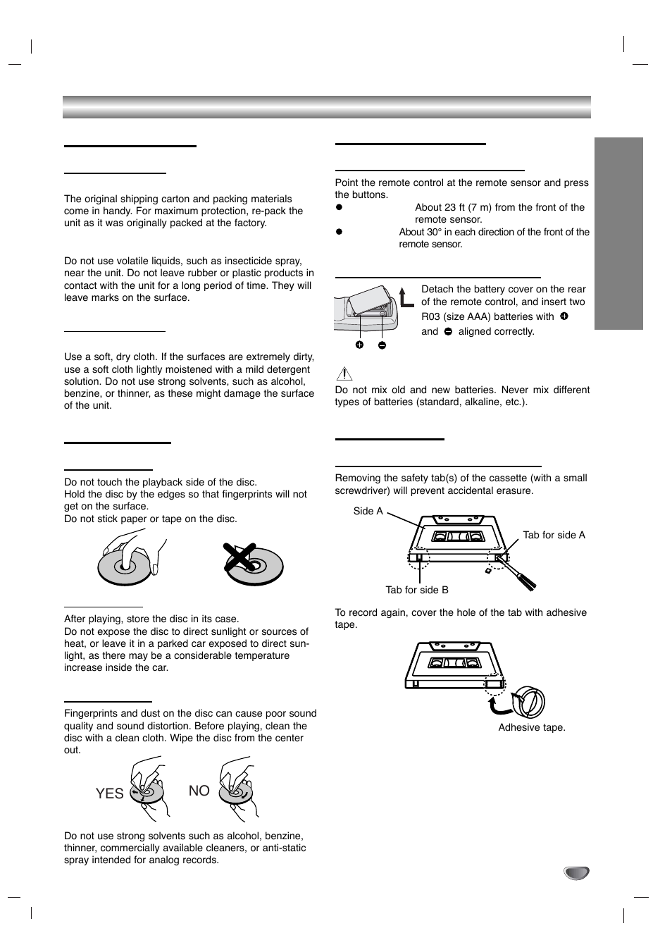 Before use, Safety precautions, Yes no | Zenith LMG340 User Manual | Page 5 / 24