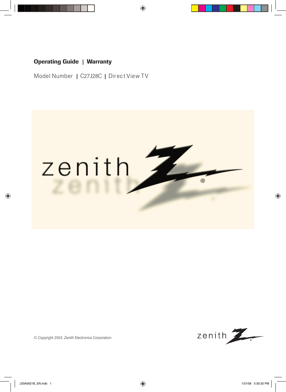 Zenith C27H26B User Manual | 34 pages