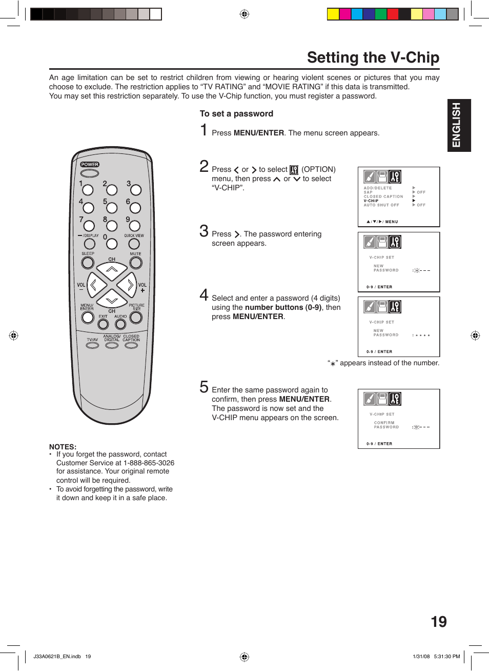 Setting the v-chip | Zenith C27H26B User Manual | Page 19 / 34