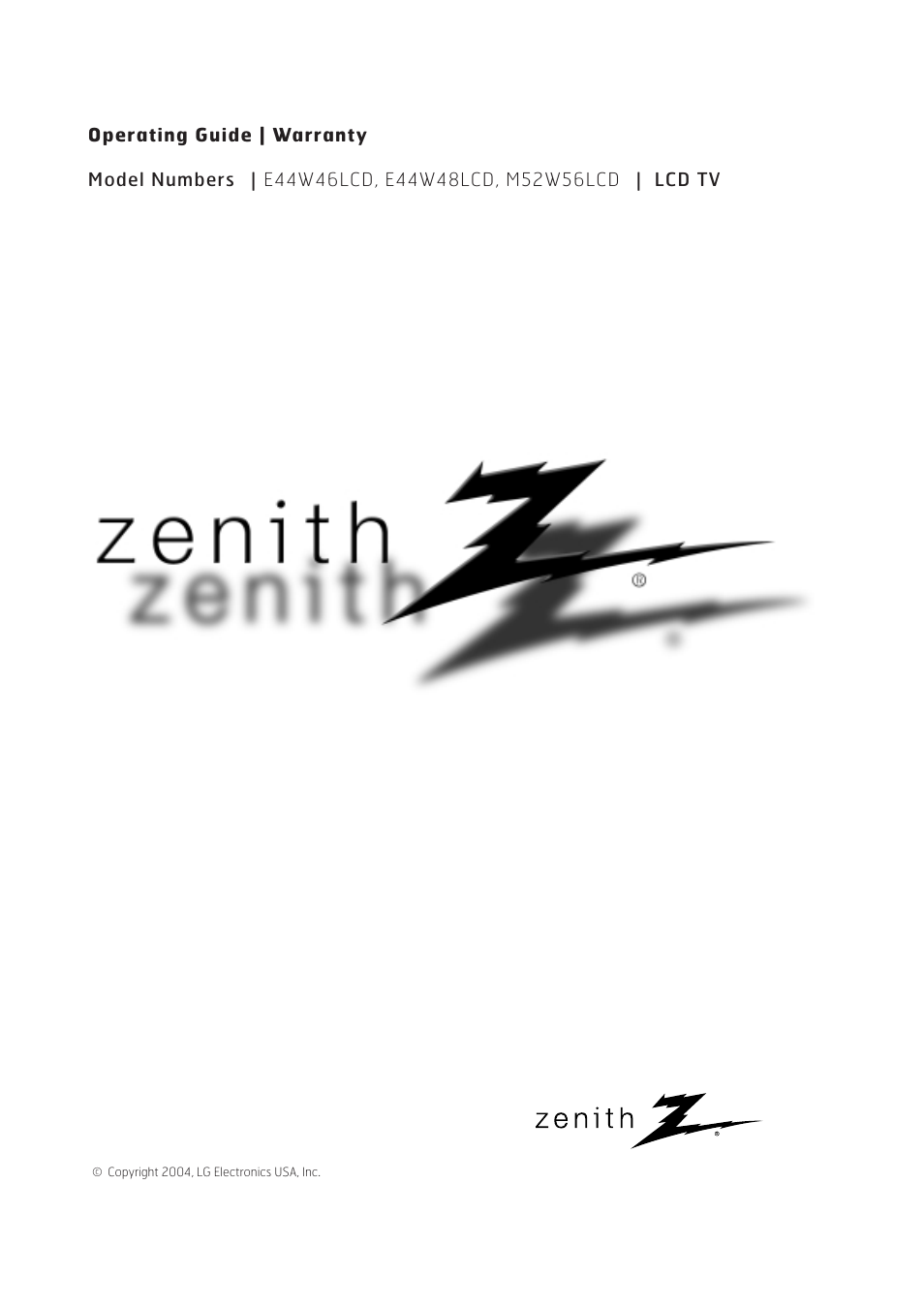 Zenith M52W56LCD User Manual | 60 pages