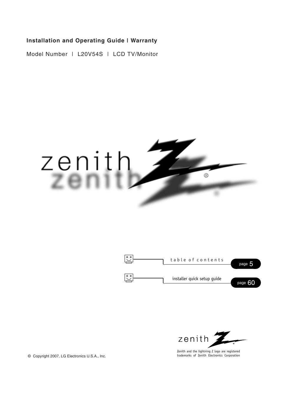 Zenith L20V54S User Manual | 64 pages