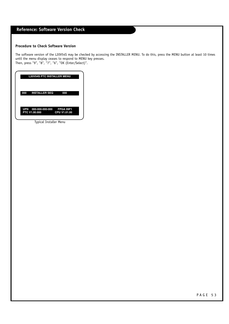 Reference: software version check | Zenith L20V54S User Manual | Page 53 / 64