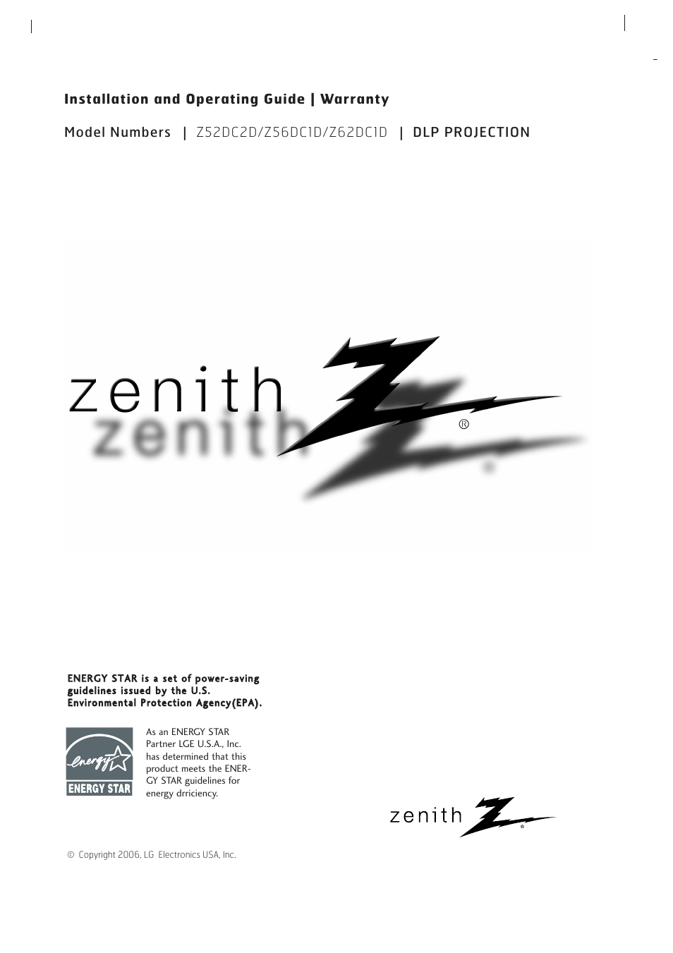 Zenith Z56DC1D User Manual | 52 pages