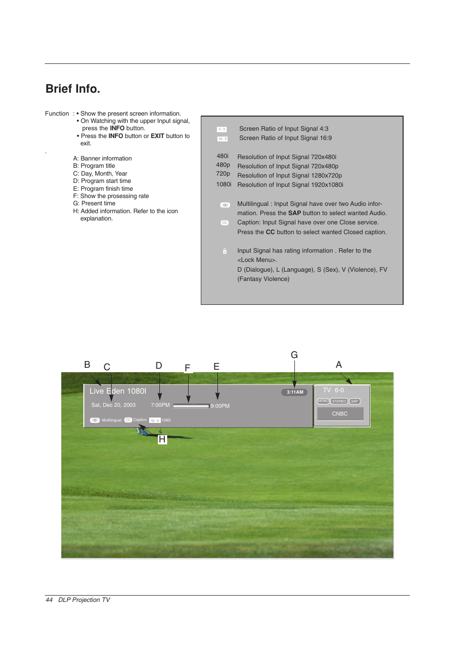 Brief info, Live eden 1080i | Zenith Z56DC1D User Manual | Page 44 / 52