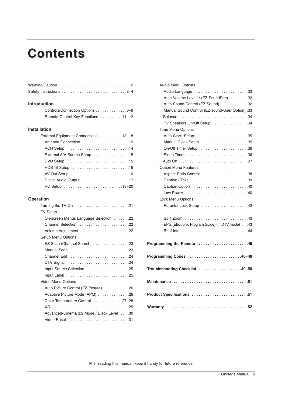 Zenith Z56DC1D User Manual | Page 5 / 52