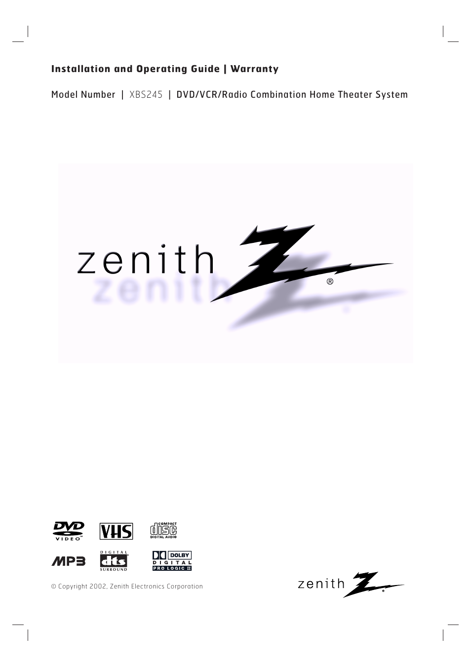 Zenith XBS245 User Manual | 48 pages