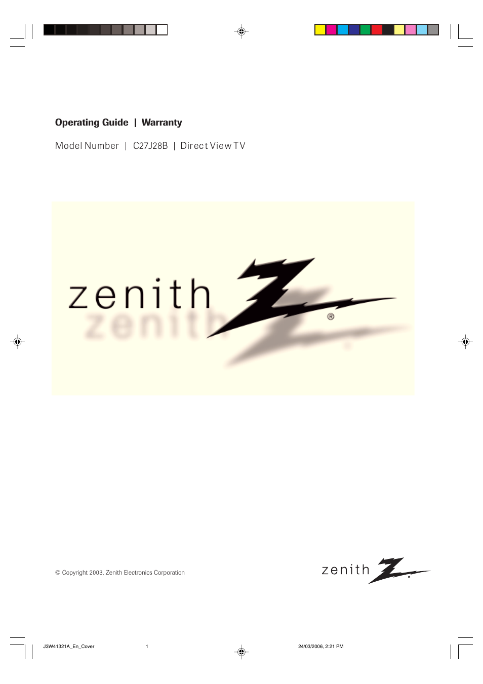 Zenith J3W41321A User Manual | 76 pages