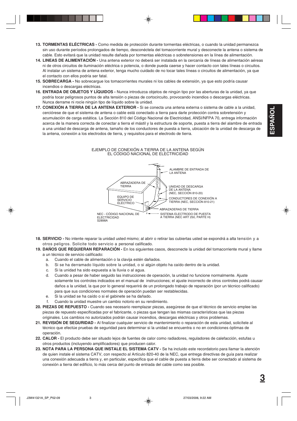 Esp añol | Zenith J3W41321A User Manual | Page 41 / 76