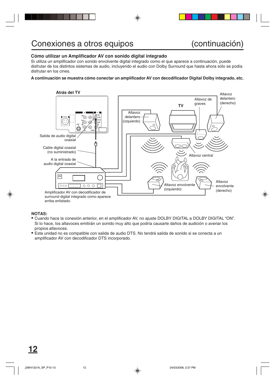 Conexiones a otros equipos (continuación) | Zenith J3W41321A User Manual | Page 50 / 76