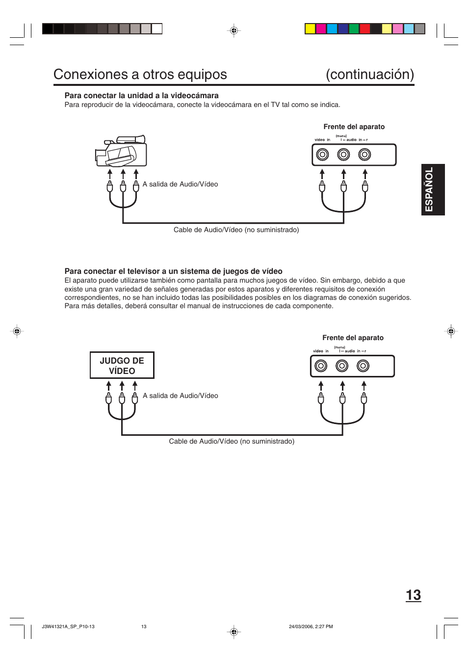 Conexiones a otros equipos (continuación) | Zenith J3W41321A User Manual | Page 51 / 76